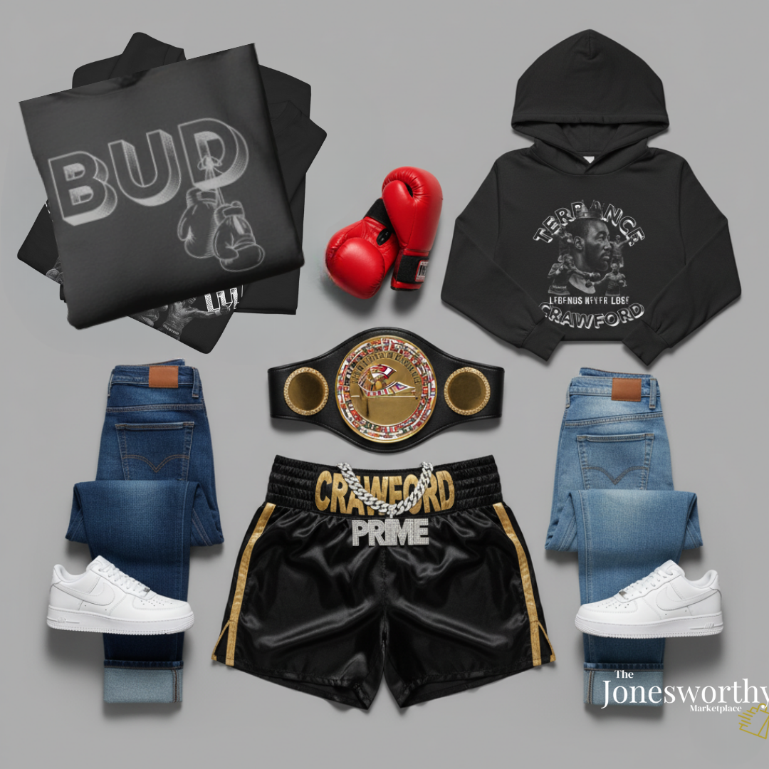Terence Bud Crawford Graphic Tees | Legends Never Lose Front & Back Design | Short-Sleeve Cotton T-Shirt and Long-Sleeve Hooded Tee