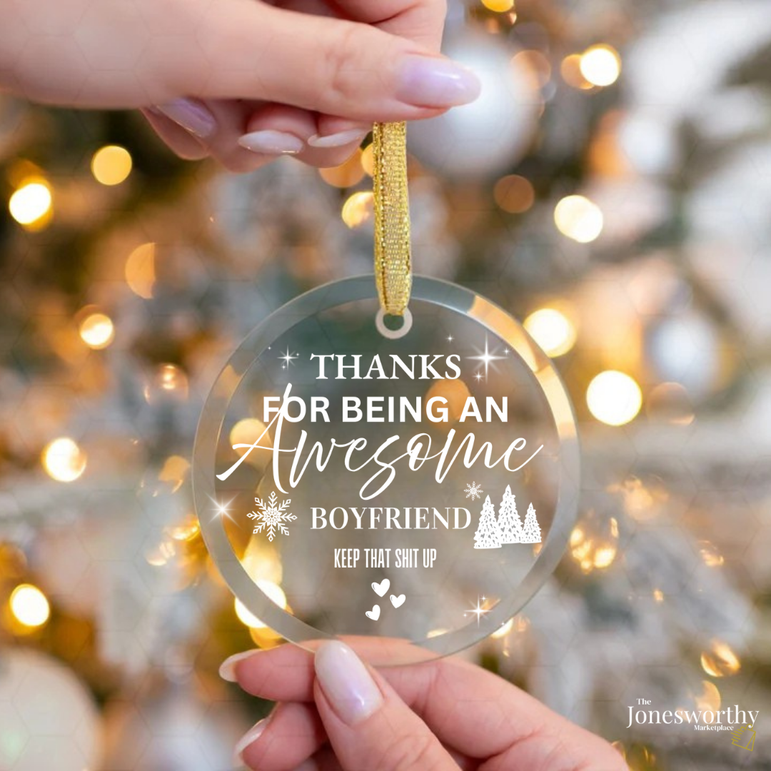 Funny Personalized Glass Ornament — “Thanks for Being an Awesome ____ Keep that Sh!t Up” | Custom Title