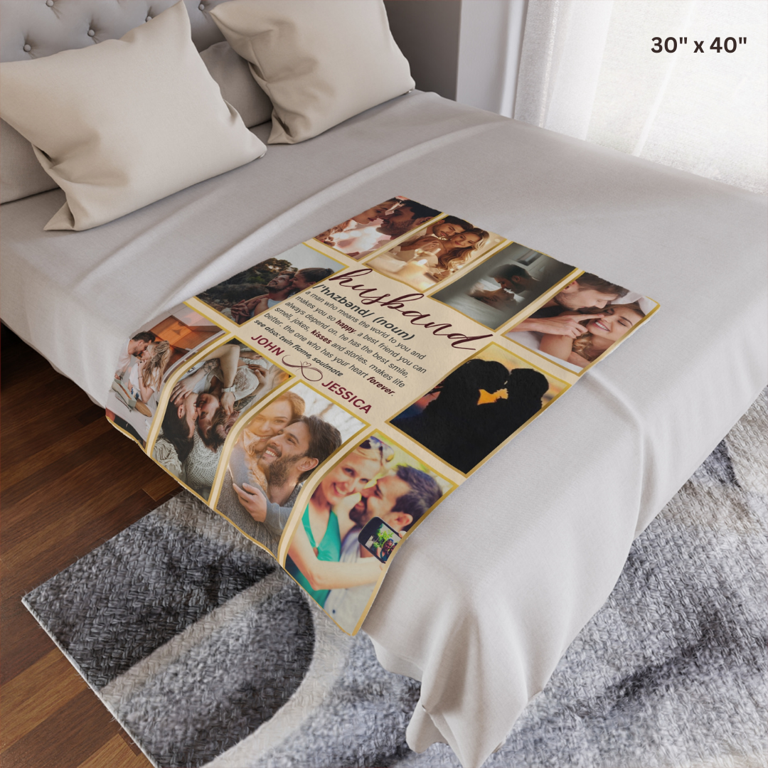 Personalized Photo Blanket | Phonetic Definition Husband, Wife, Girlfriend, Boyfriend |Eternal Love, Anniversary, Valentine’s Day Gift