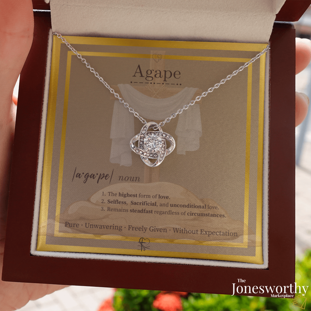 Agape Love Knot Necklace – ✝️ Christian Valentine's Gift for Wife or Girlfriend | Faith-Based Love Necklace with Cross Meaning