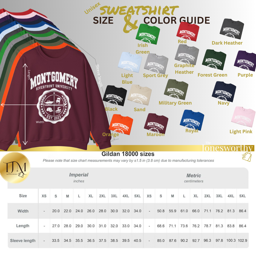 Montgomery Riverfront Shirt or Crewneck, Black Culture College Style Tee, Folding Chair Inspired Sweatshirt, Est 2023