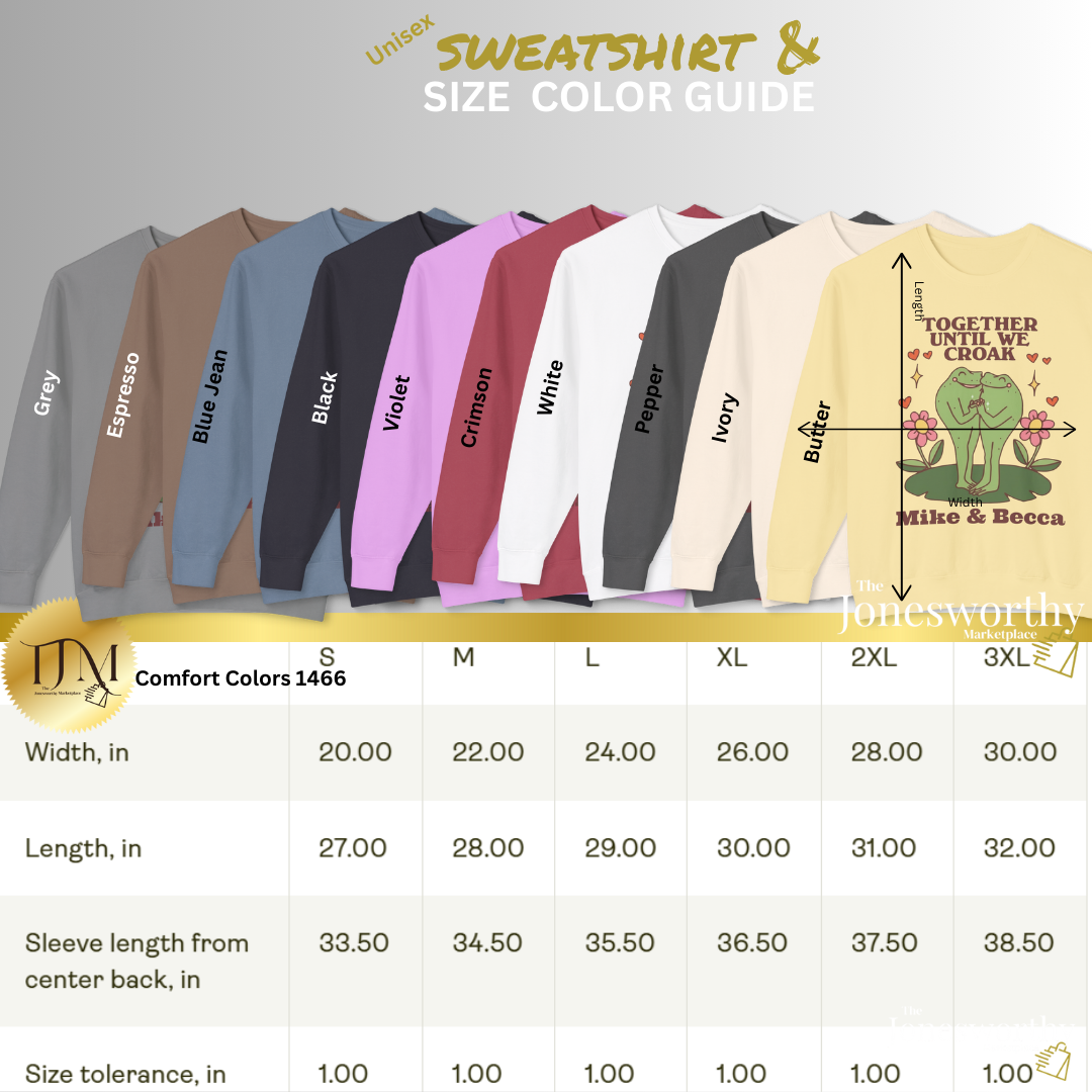 Together Until We Croak Garment Dyed Comfort Colors Sweatshirt | Personalized Frog Couple | Valentines Anniversary Gift