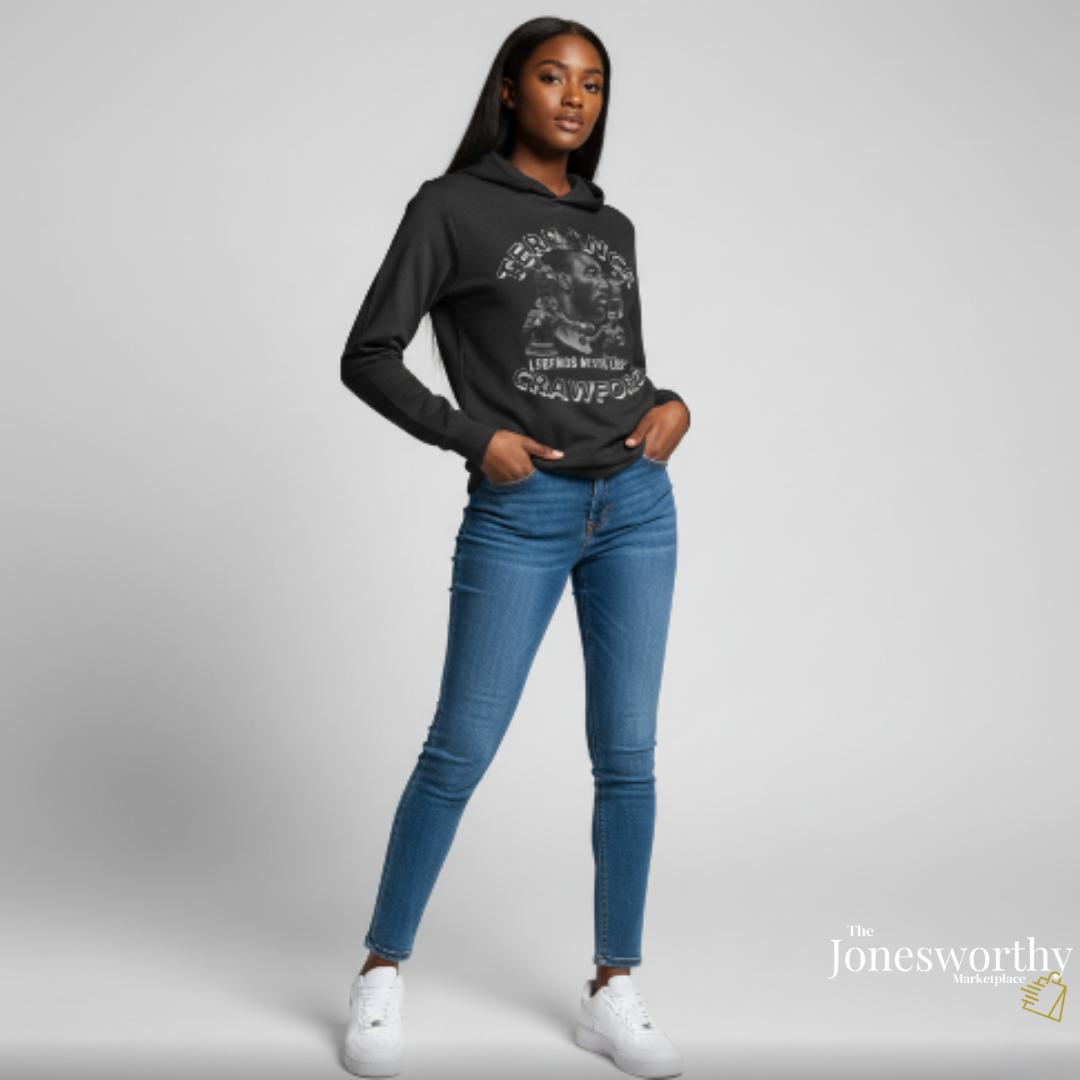 Terence Bud Crawford Graphic Tees | Legends Never Lose Front & Back Design | Short-Sleeve Cotton T-Shirt and Long-Sleeve Hooded Tee