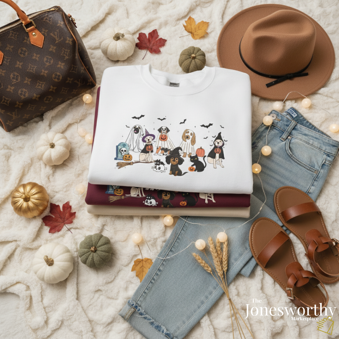 Cute Ghost Dogs Halloween Shirts, Sweatshirts, Hoodies, Crop Tops & Onesies | Dog Lovers Halloween Gift for the Whole Family