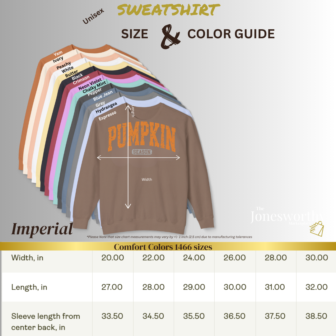 Pumpkin Season Sweatshirt Unisex Comfort Colors Crewneck | Cozy Fall Sweatshirt | Thanksgiving | Halloween | Sweater Weather Gift