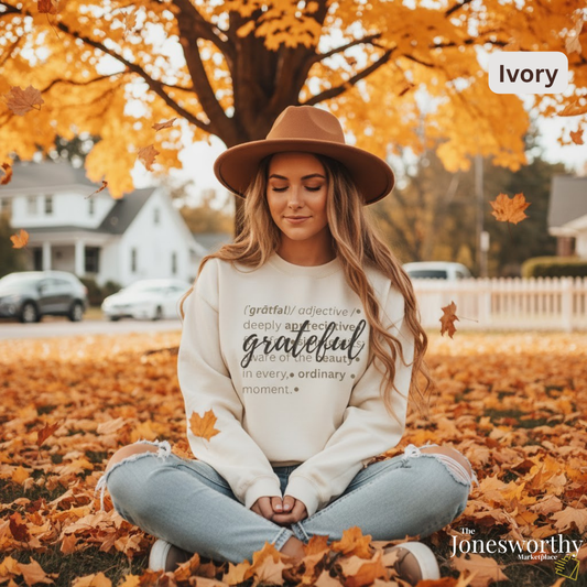 Fall Definition Thanksgiving | Comfort Colors Crew Neck Sweatshirt | Grateful, or Thankful