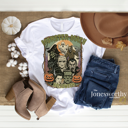 Vintage Monster Mash Halloween Tee or Sweatshirt | Retro Horror Classic Monsters Graphic
