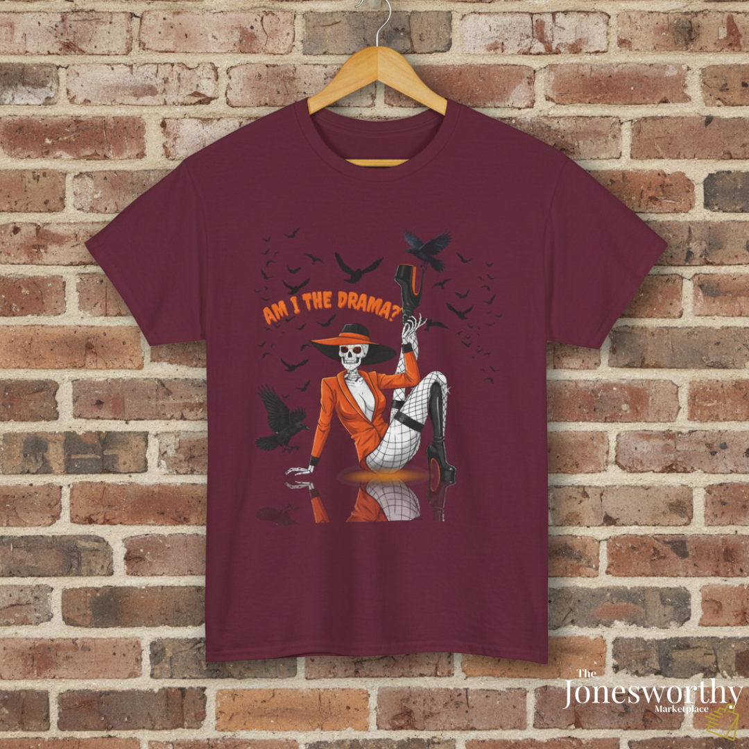 Am I the Drama? Halloween Skeleton T-Shirt β Spooky Glam Skeleton | Cardi B Inspired Funny Graphic Tee