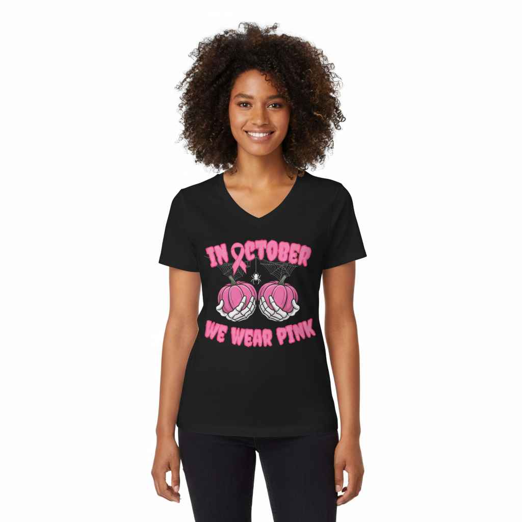 In October We Wear Pink Pumpkin Shirt | Breast Cancer Awareness Tee & Sweatshirt | Breast Cancer Pink Ribbon Shirt