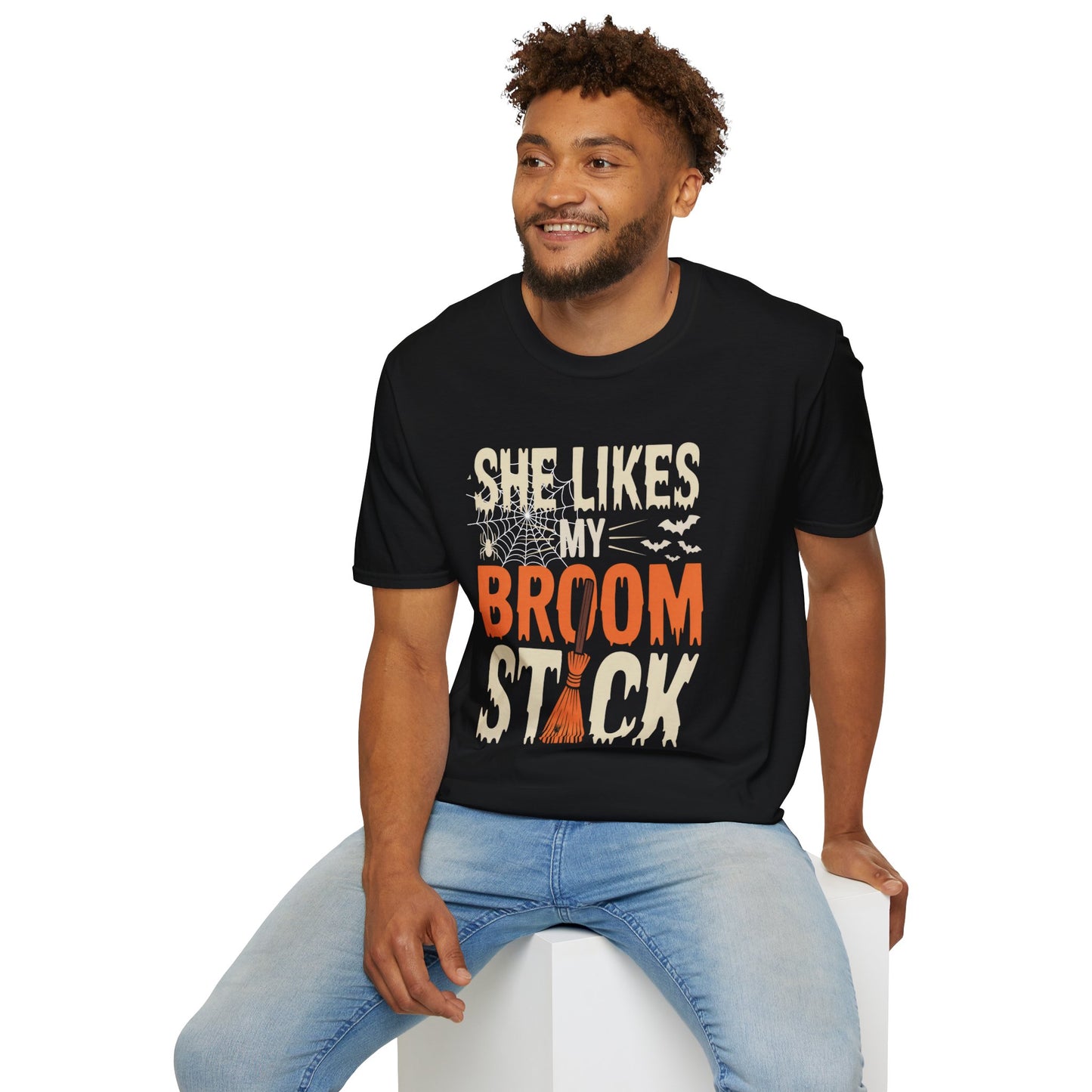 Halloween Couples Shirt Bundle | Funny Matching “She Likes My Broomstick” & “He Likes My Pumpkins” Tees | Spooky Couple T-Shirts