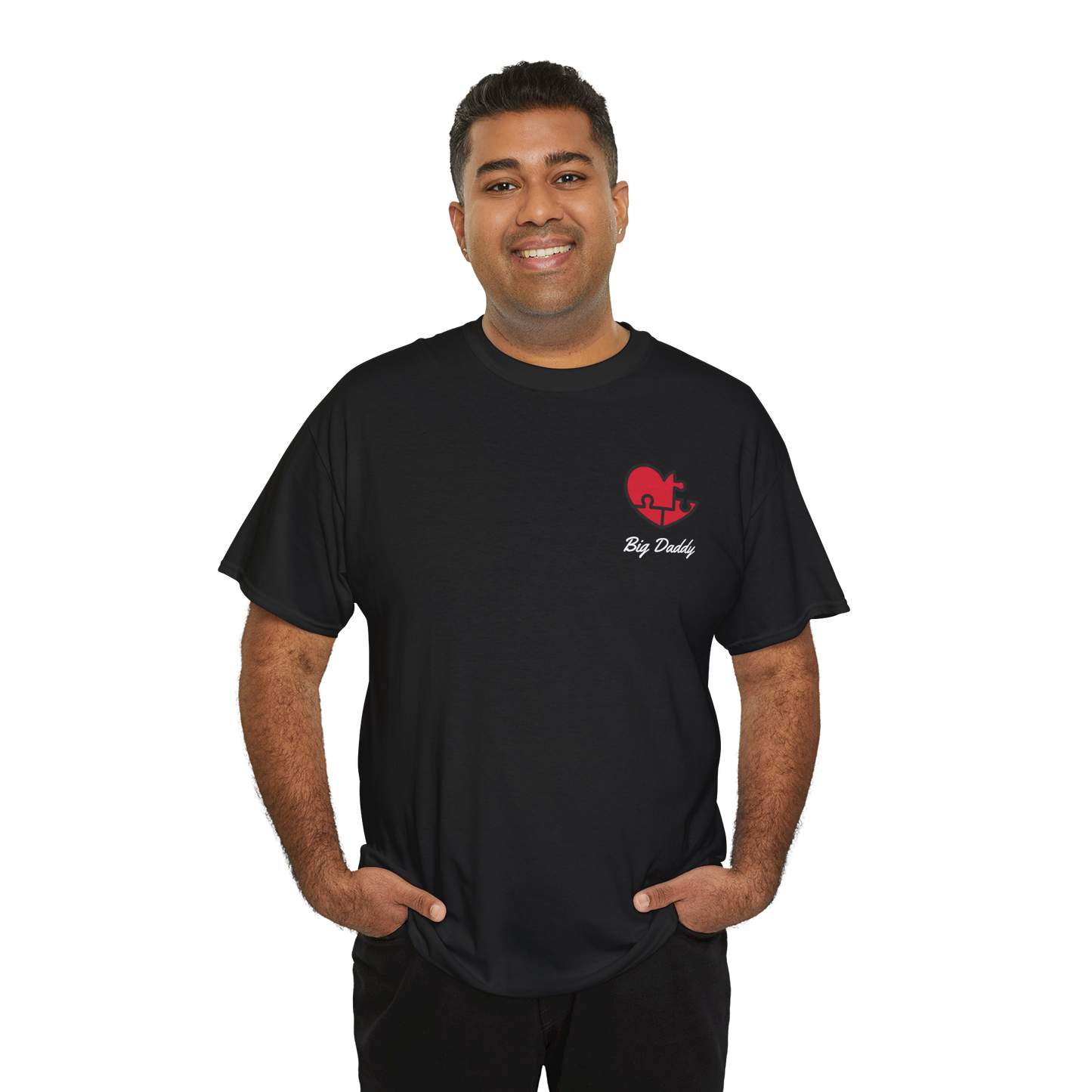 Puzzle Piece Heart Couples Shirt Set • Custom Matching T-Shirts • Personalized Name Tees • Unisex Black Gildan 5000 • Valentine’s, Anniversary Gift