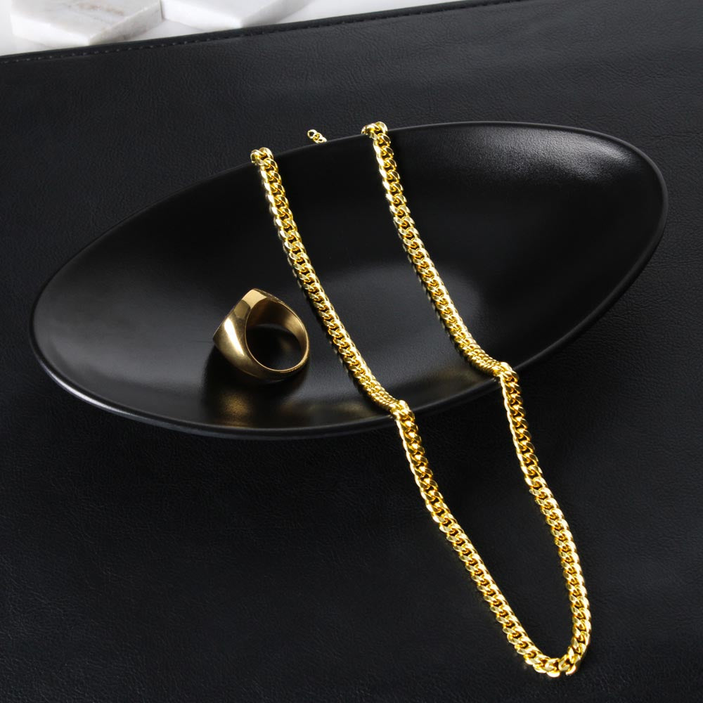 Long Distance Boyfriend Gift | Cuban Link Chain Necklace | Long Distance Love Gift for Him | 18K Gold or Stainless Steel