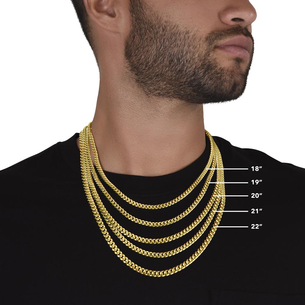 Sympathy Gift for Men | Memorial Necklace for Men | Cuban Link Chain | Two Hearts Are Forever Linked | Stainless Steel or 18K Gold