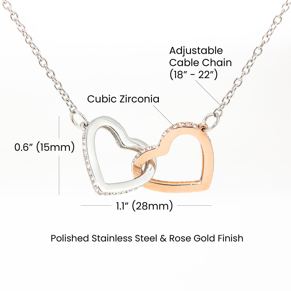 Gift for Mom, Daughter, or Sister | Family Is Forever Necklace | Interlocking Hearts with Message Card |14K White or 18K Yellow Gold Finish