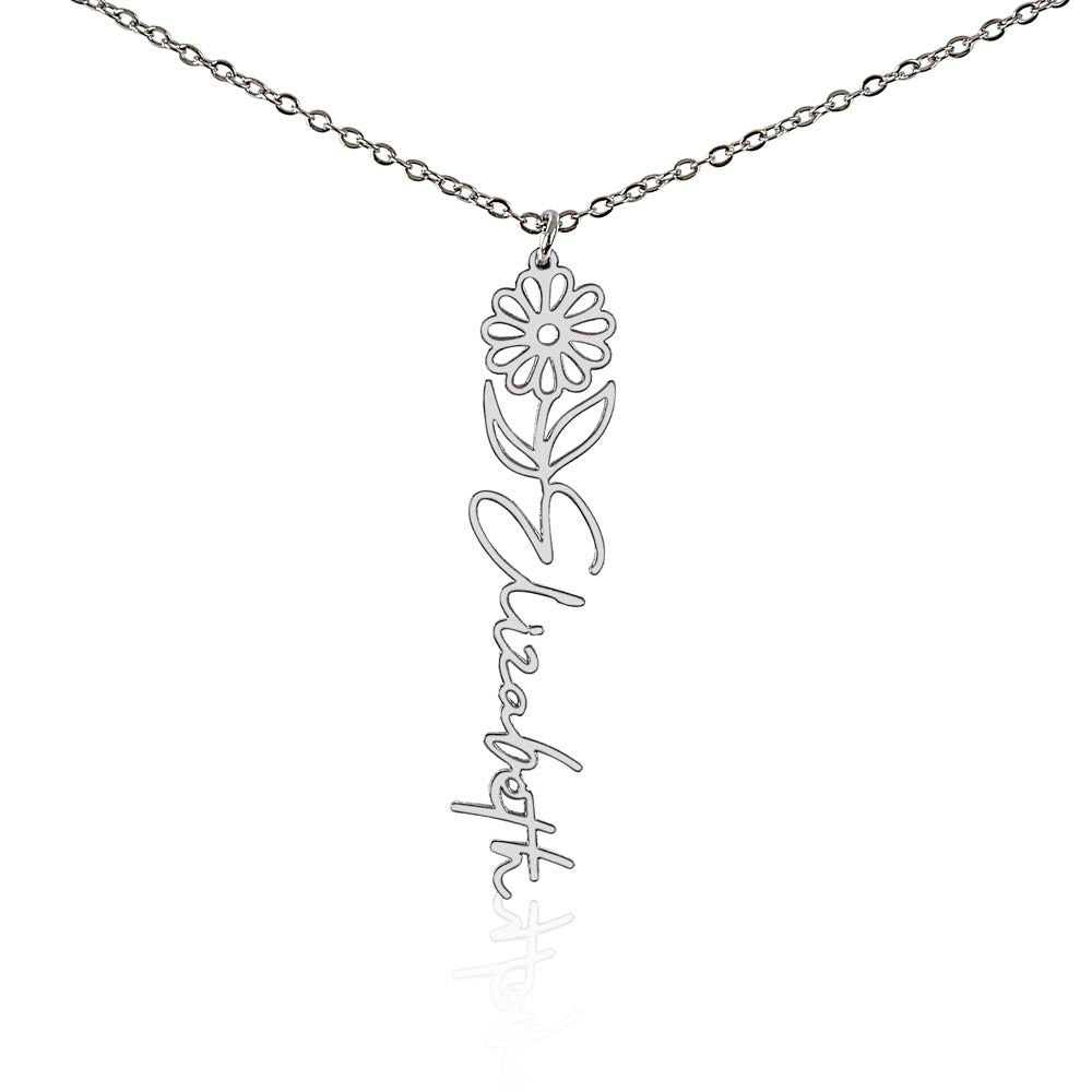 Aries Personalized Name Necklace – Daisy Birth Flower – April