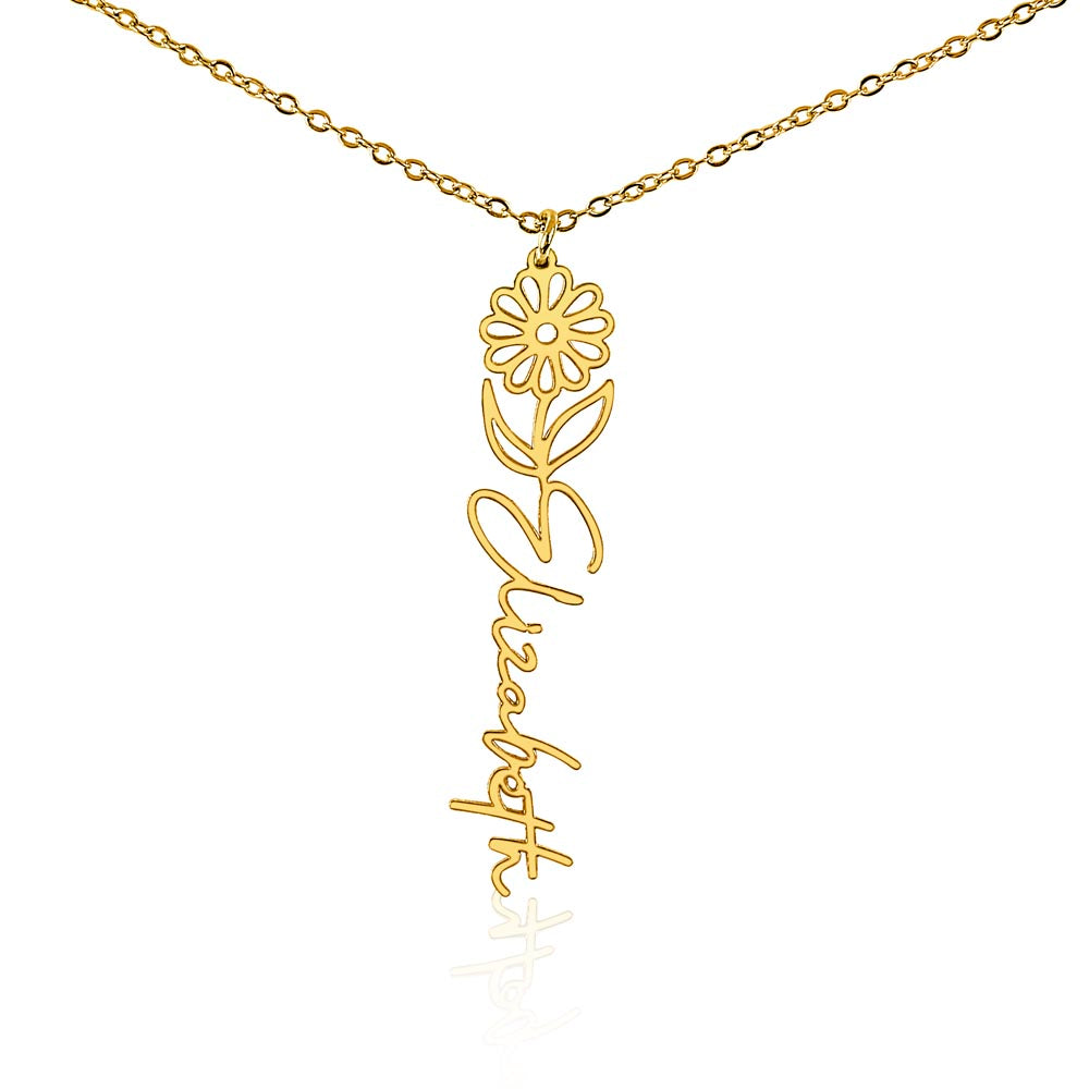 Aries Personalized Name Necklace – Daisy Birth Flower – April