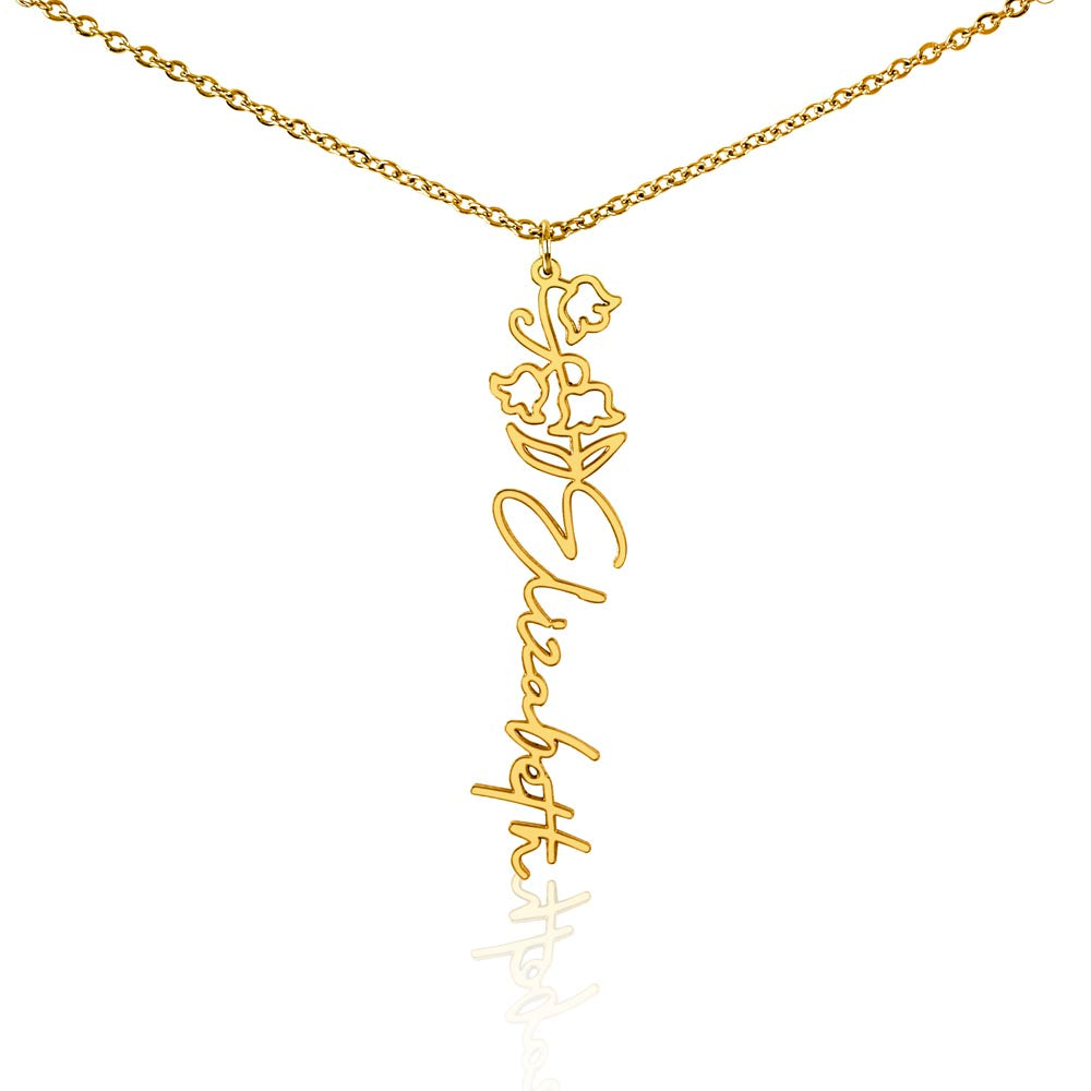 Gemini Personalized Name Necklace – Lily of the Valley Birth Flower – May