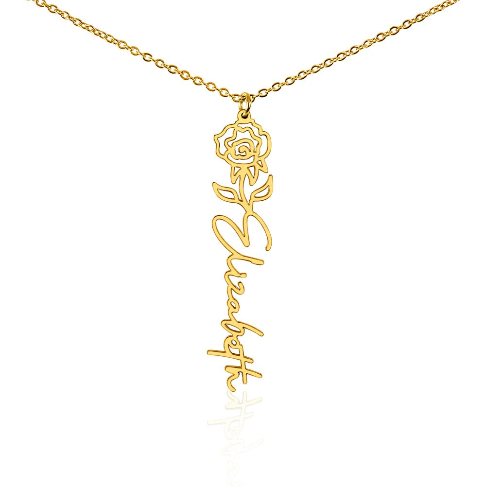 Gemini Personalized Name Necklace – Rose Birth Flower – June