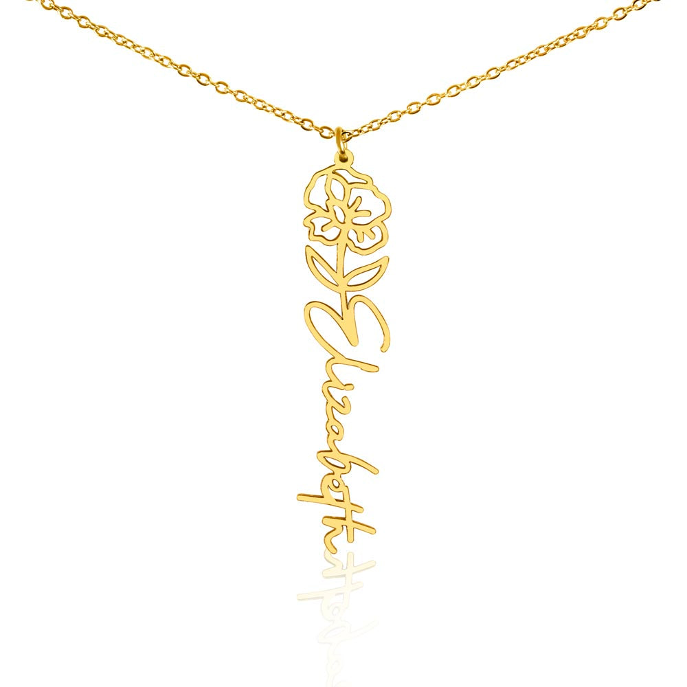 Leo Personalized Name Necklace – Poppy Birth Flower – August