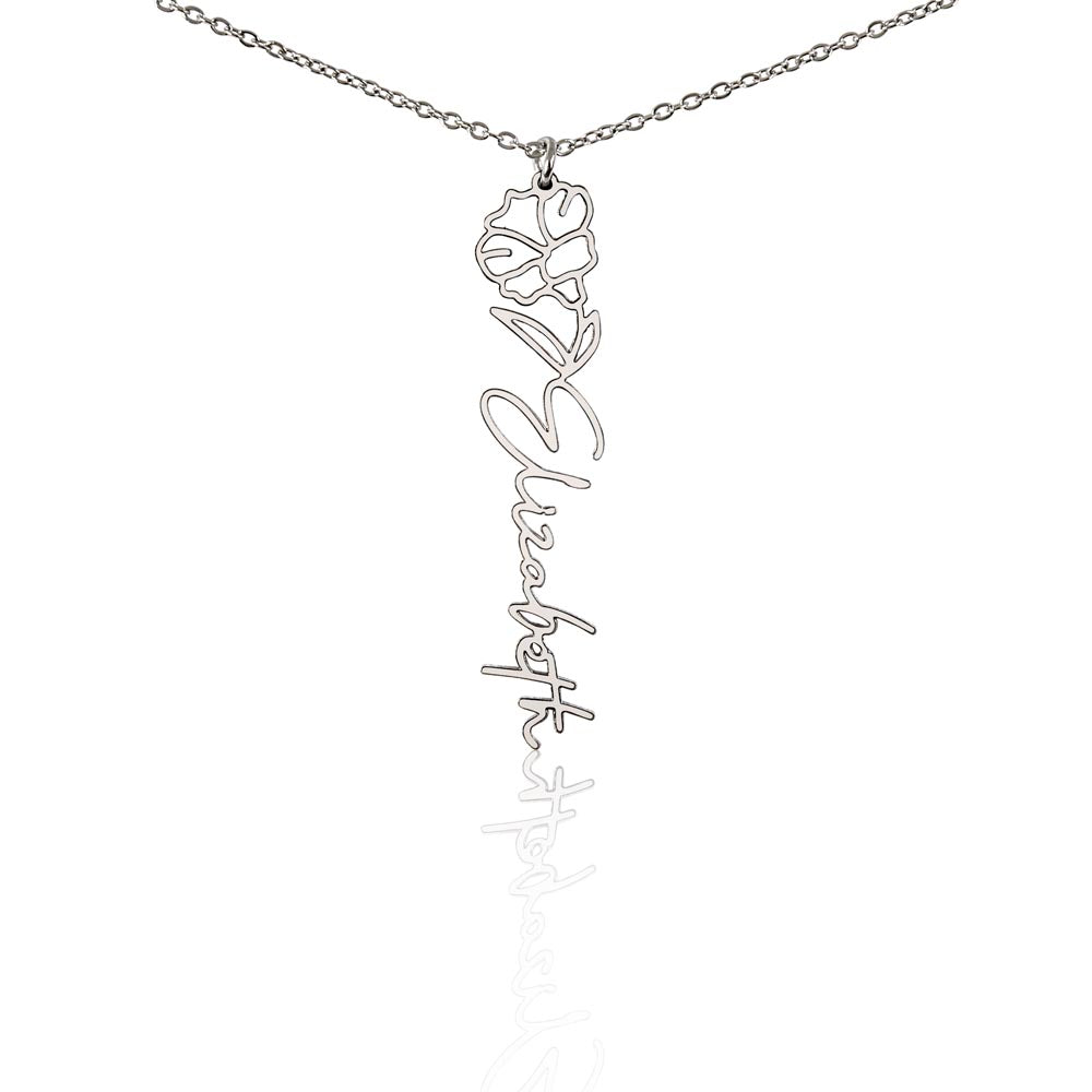 Libra Personalized Name Necklace – Morning Glory Birth Flower – September