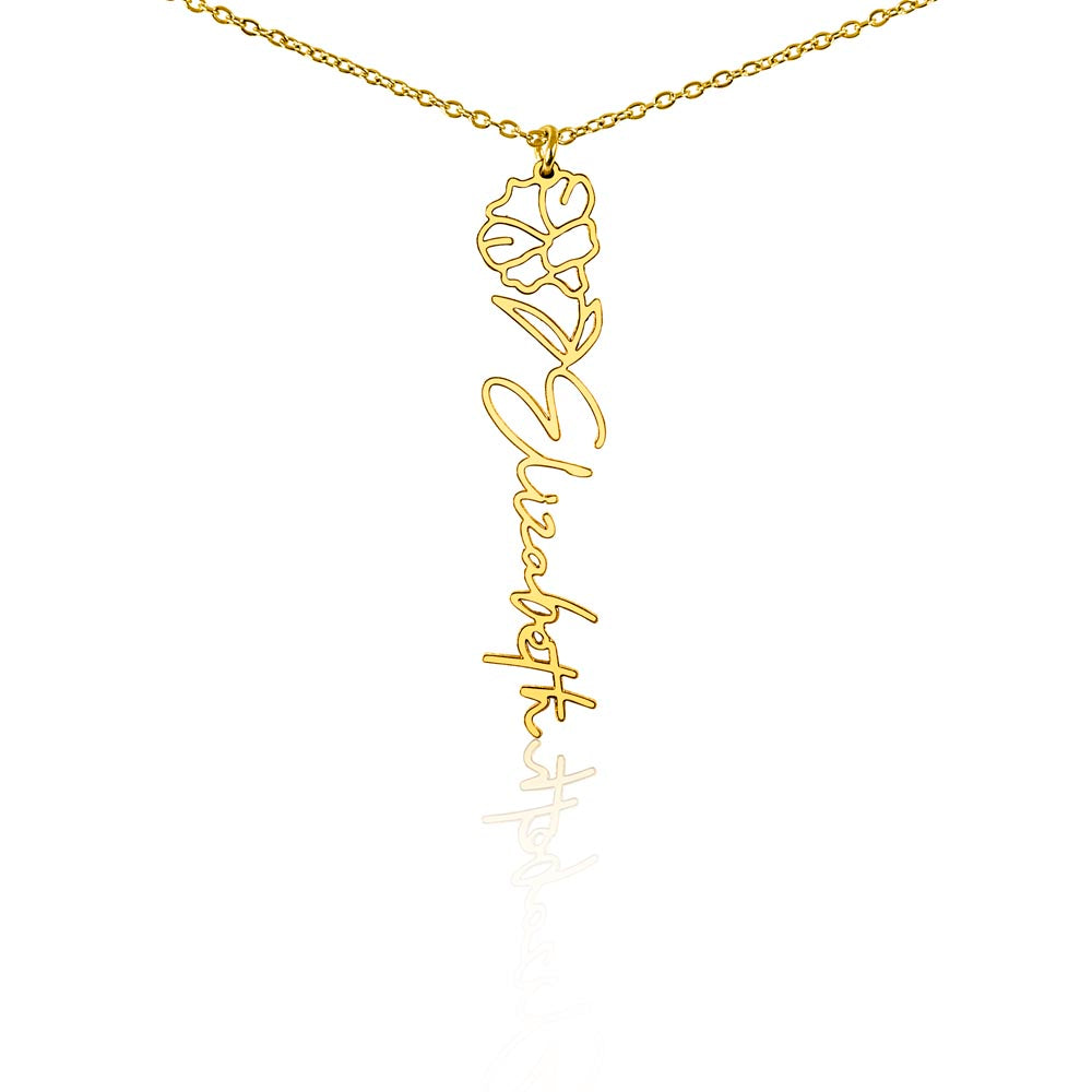 Libra Personalized Name Necklace – Morning Glory Birth Flower – September