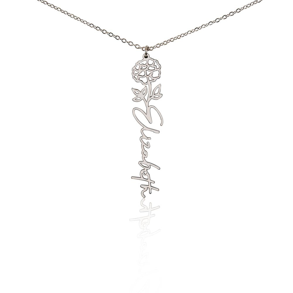 Scorpio Personalized Name Necklace – Marigold Birth Flower – October
