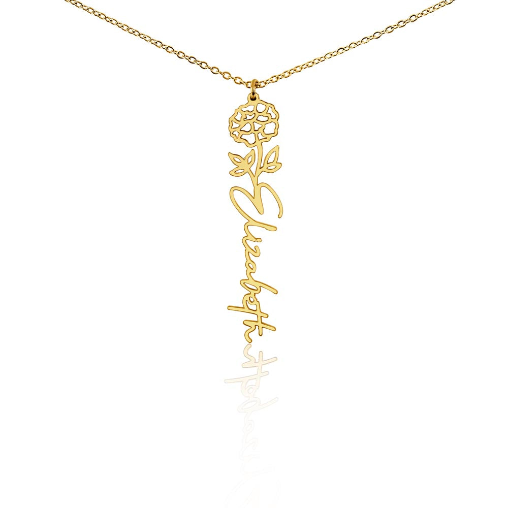 Scorpio Personalized Name Necklace – Marigold Birth Flower – October