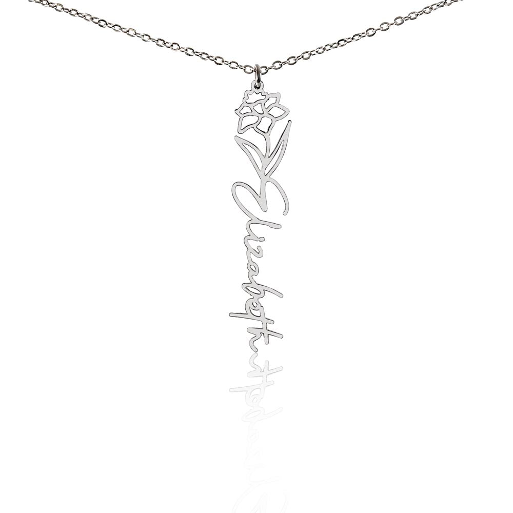 Capricorn Personalized Name Necklace – Daffodil Narcissus Birth Flower – December