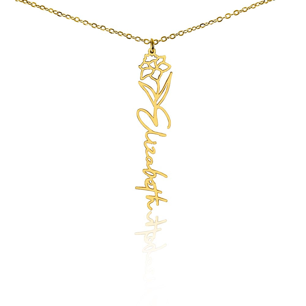 Capricorn Personalized Name Necklace – Daffodil Narcissus Birth Flower – December