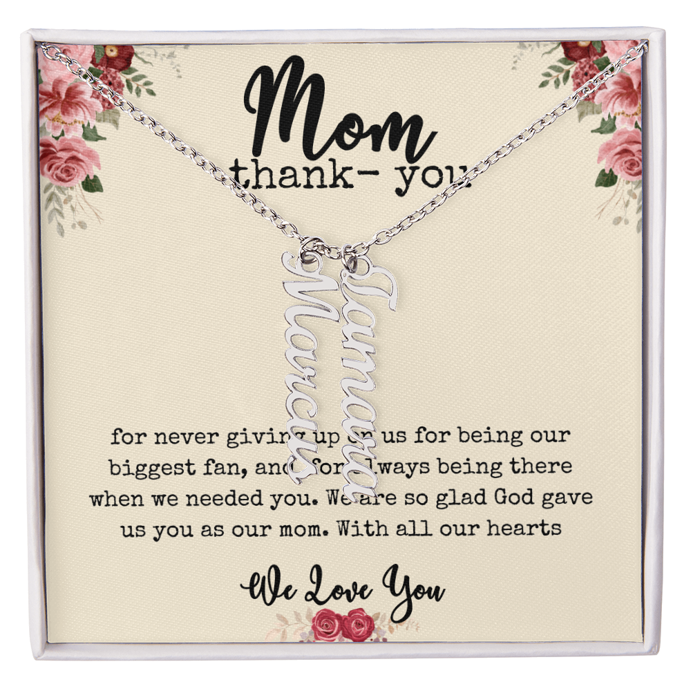 💖 “Names Close to Her Heart” – Vertical Bar Name Necklace for Mom