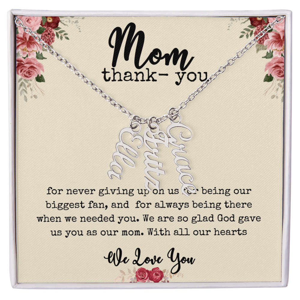 💖 “Names Close to Her Heart” – Vertical Bar Name Necklace for Mom