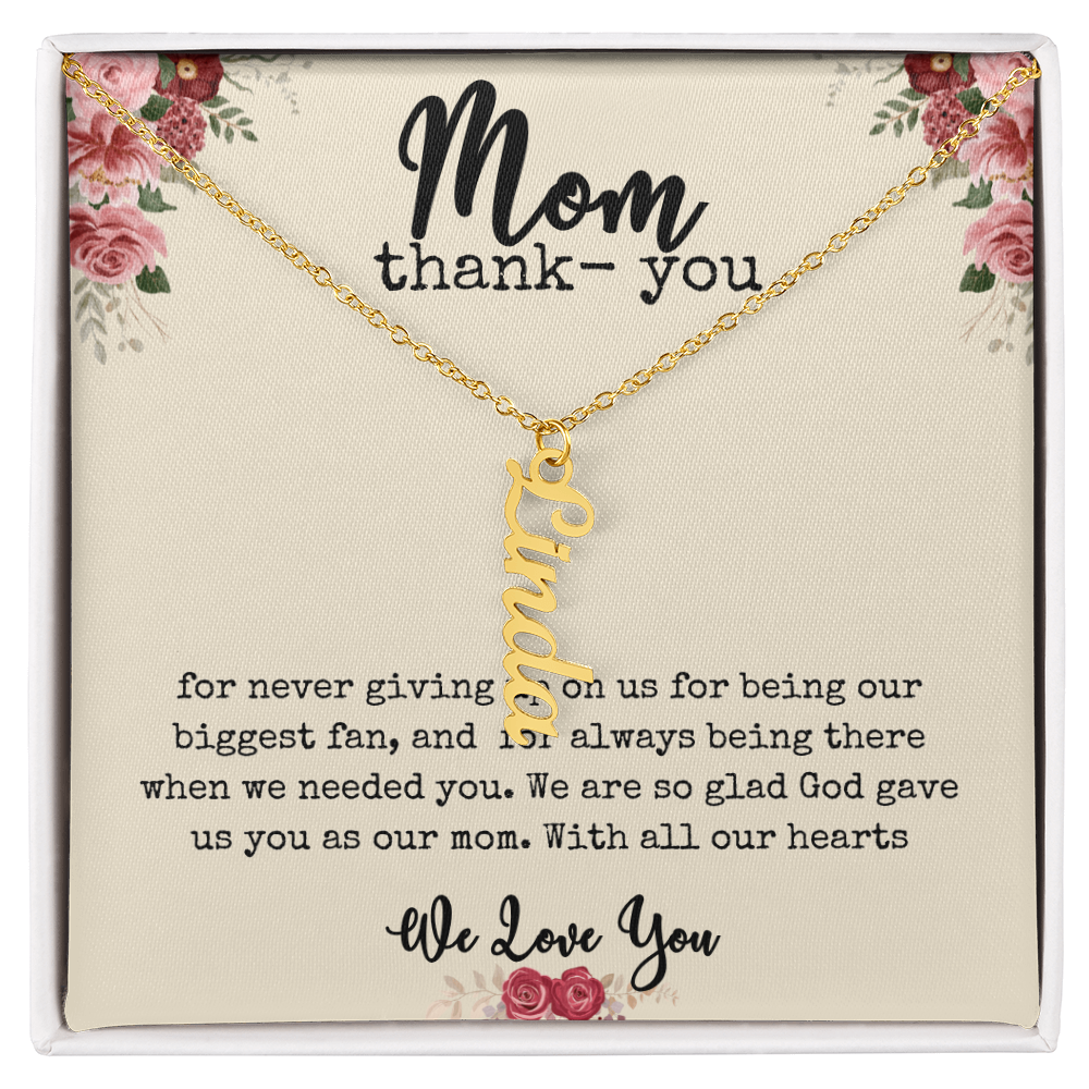 💖 “Names Close to Her Heart” – Vertical Bar Name Necklace for Mom