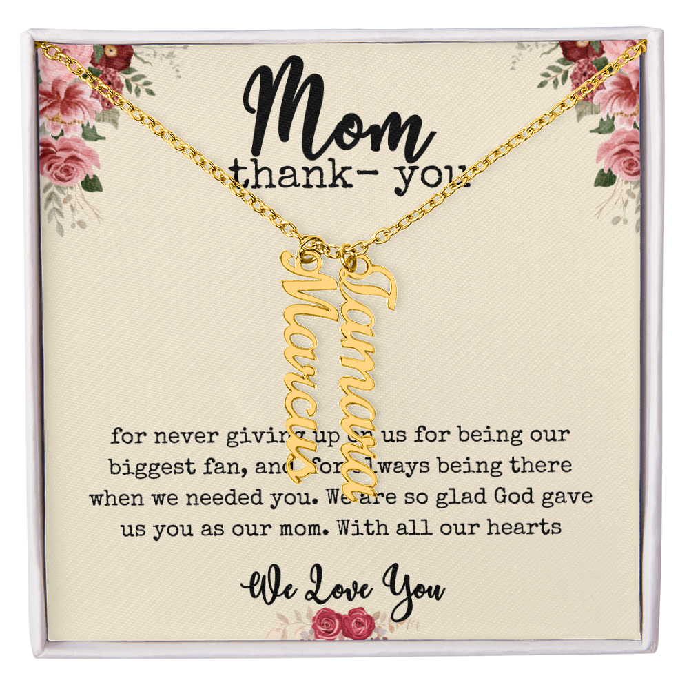 💖 “Names Close to Her Heart” – Vertical Bar Name Necklace for Mom