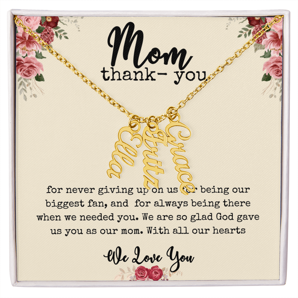 💖 “Names Close to Her Heart” – Vertical Bar Name Necklace for Mom