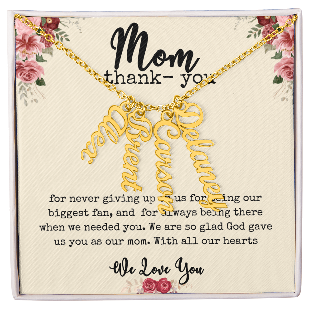💖 “Names Close to Her Heart” – Vertical Bar Name Necklace for Mom