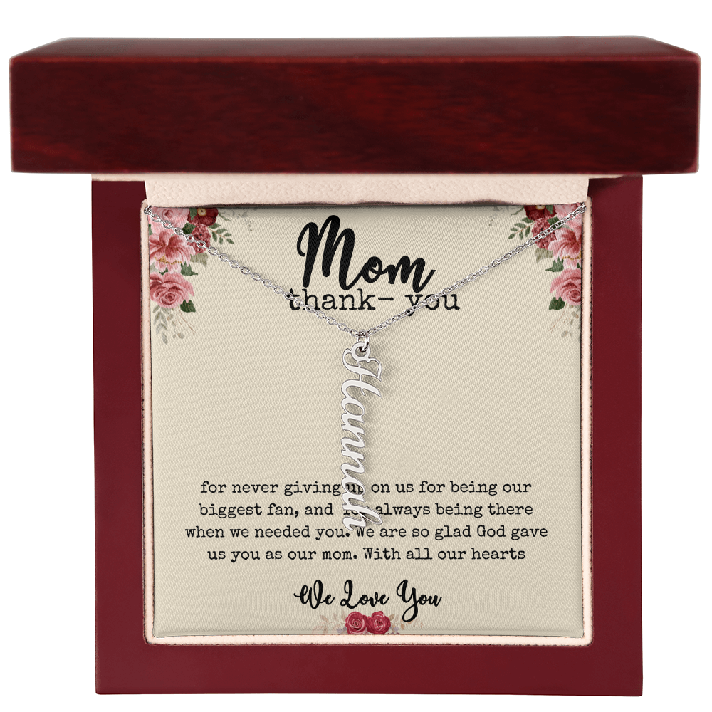💖 “Names Close to Her Heart” – Vertical Bar Name Necklace for Mom