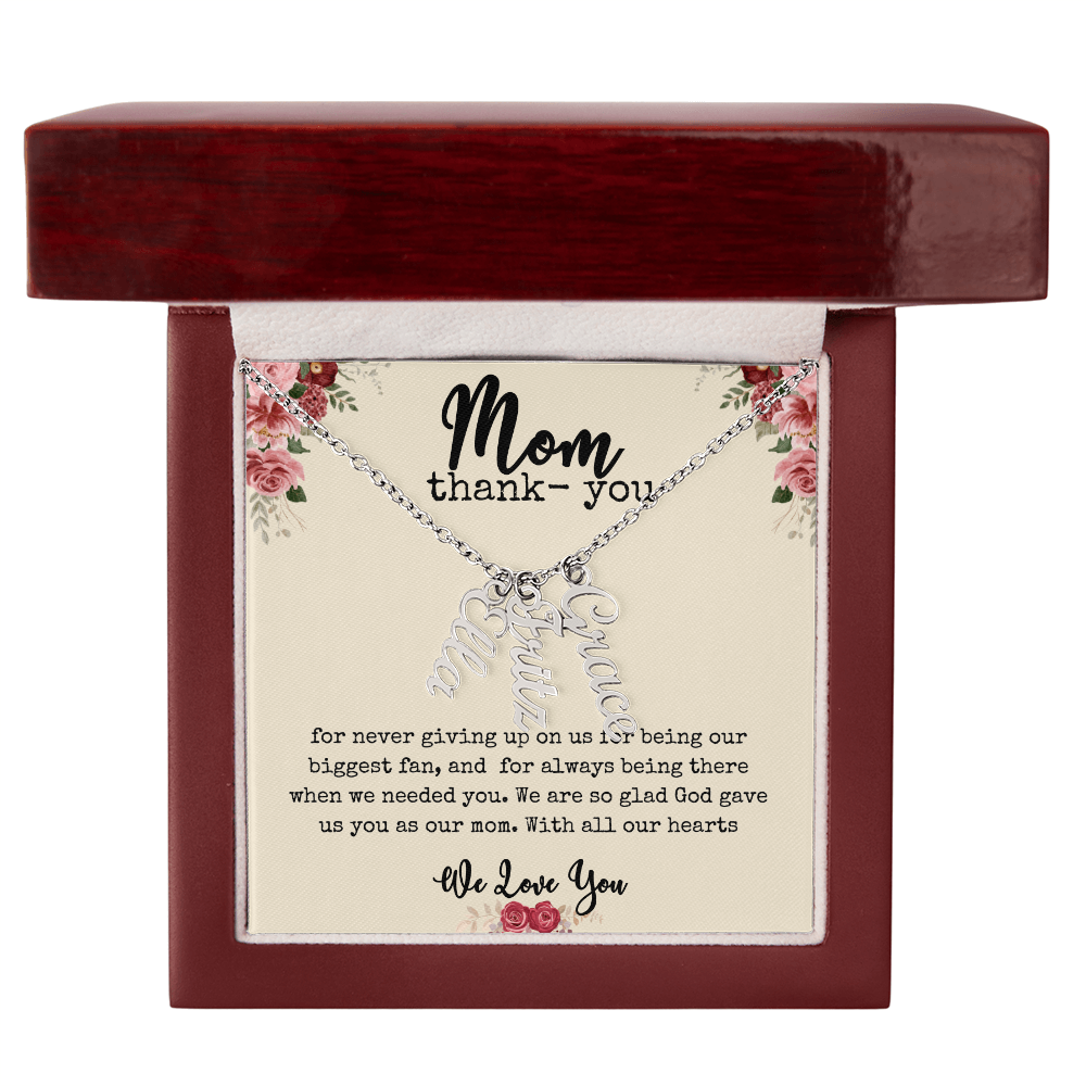 💖 “Names Close to Her Heart” – Vertical Bar Name Necklace for Mom