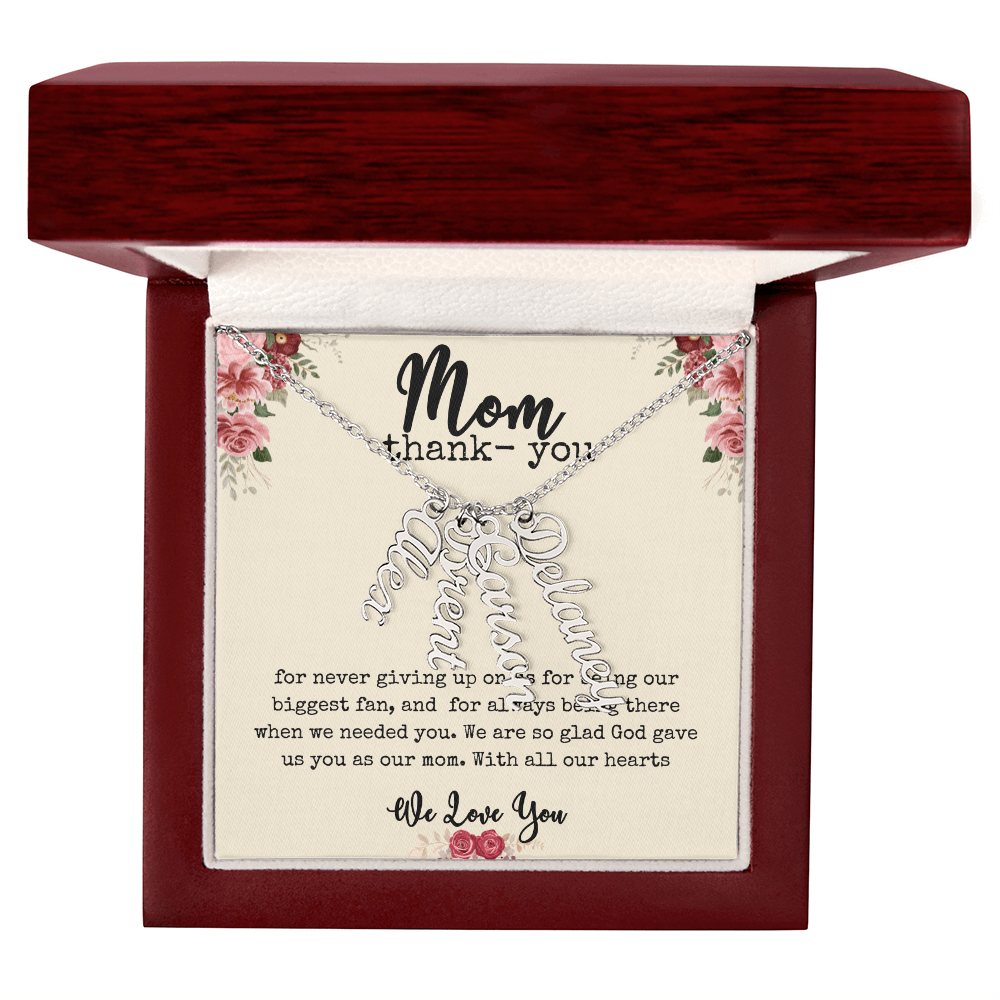 💖 “Names Close to Her Heart” – Vertical Bar Name Necklace for Mom
