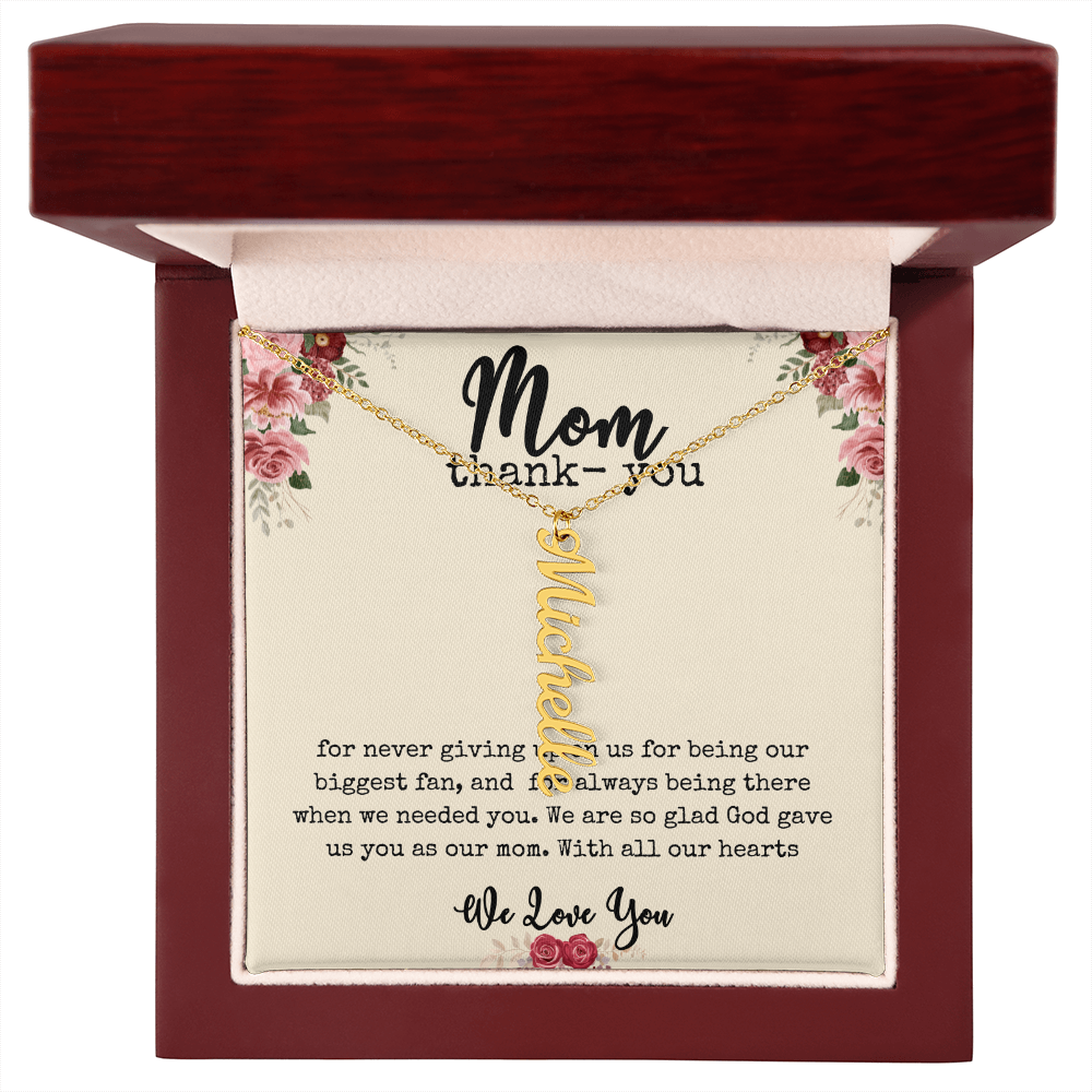 💖 “Names Close to Her Heart” – Vertical Bar Name Necklace for Mom