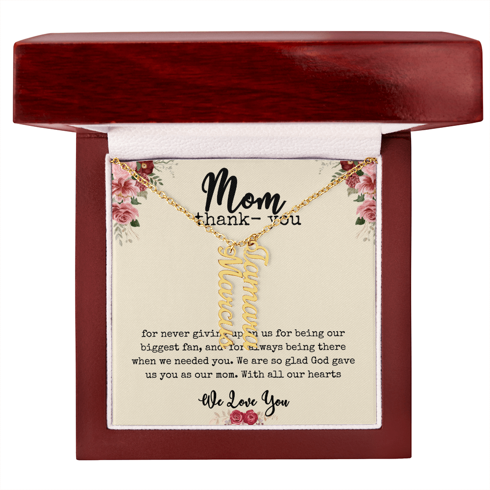 💖 “Names Close to Her Heart” – Vertical Bar Name Necklace for Mom