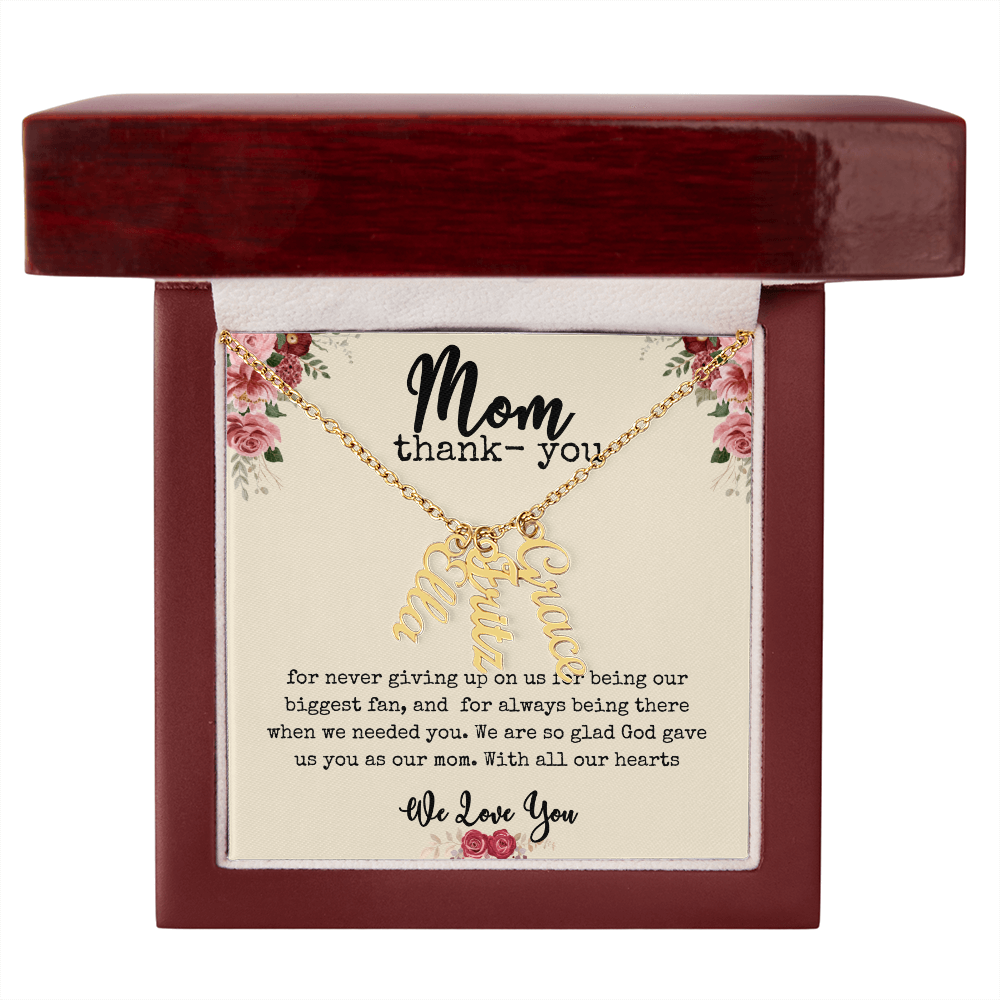 💖 “Names Close to Her Heart” – Vertical Bar Name Necklace for Mom