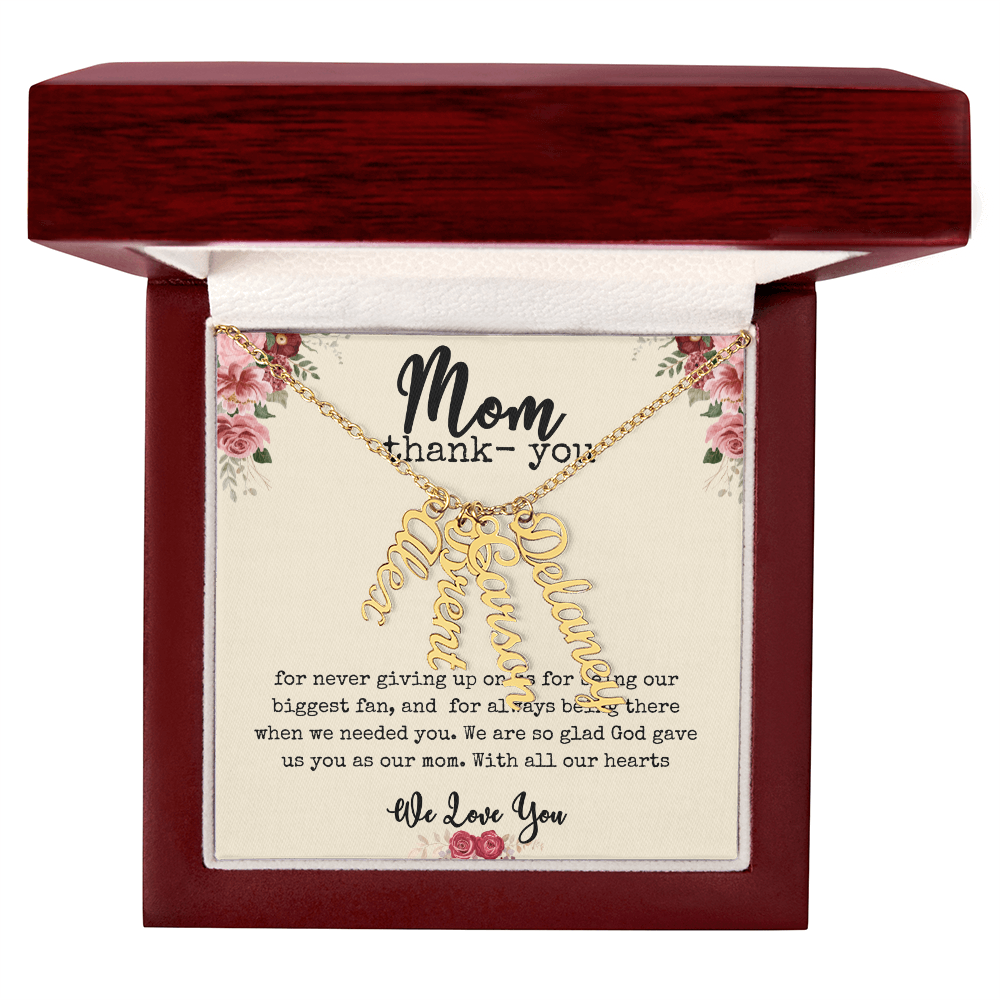 💖 “Names Close to Her Heart” – Vertical Bar Name Necklace for Mom