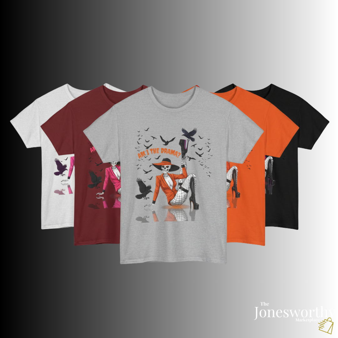 Am I the Drama? Halloween Skeleton T-Shirt β Spooky Glam Skeleton | Cardi B Inspired Funny Graphic Tee