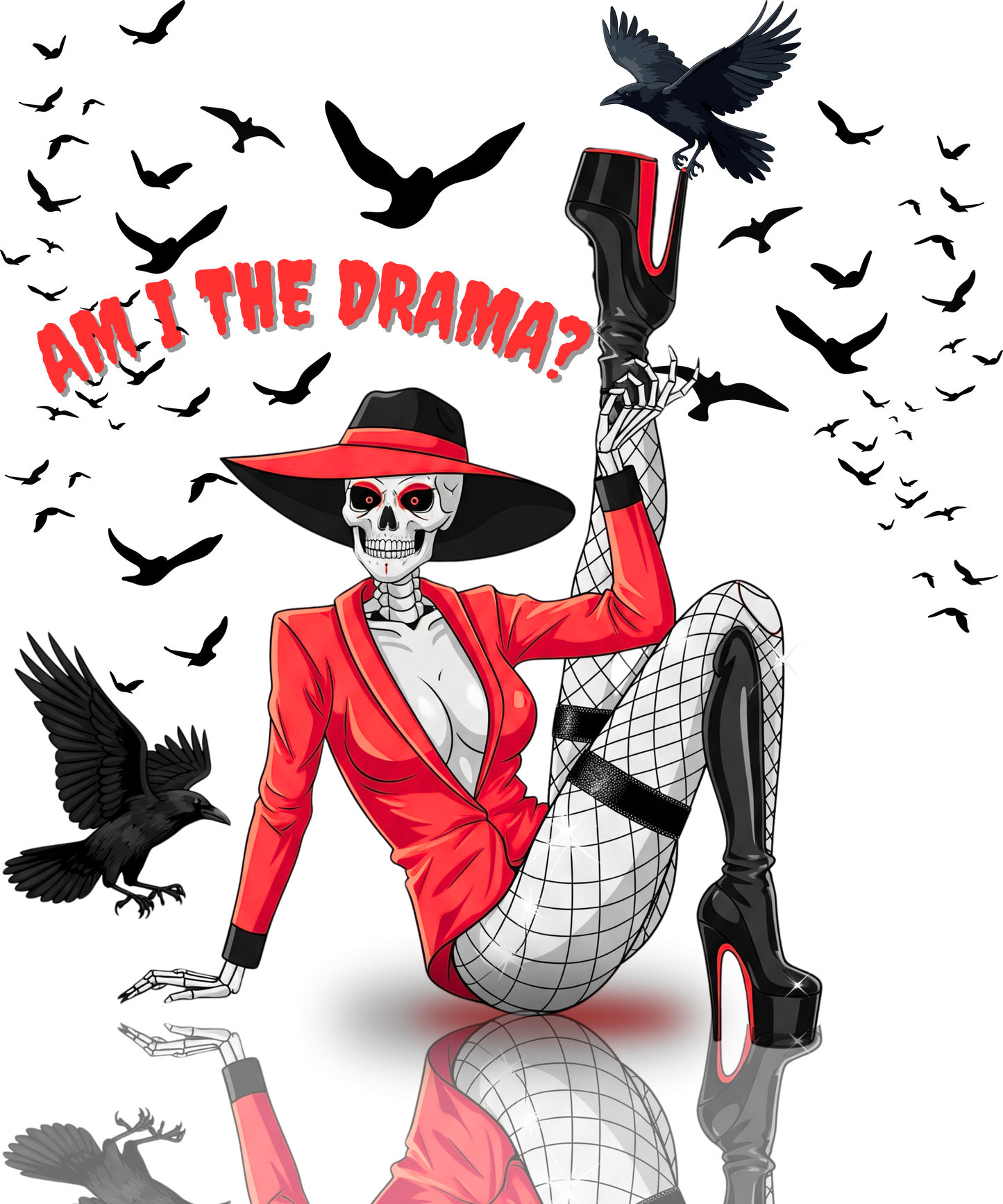 Am I the Drama? Halloween Skeleton T-Shirt β Spooky Glam Skeleton | Cardi B Inspired Funny Graphic Tee