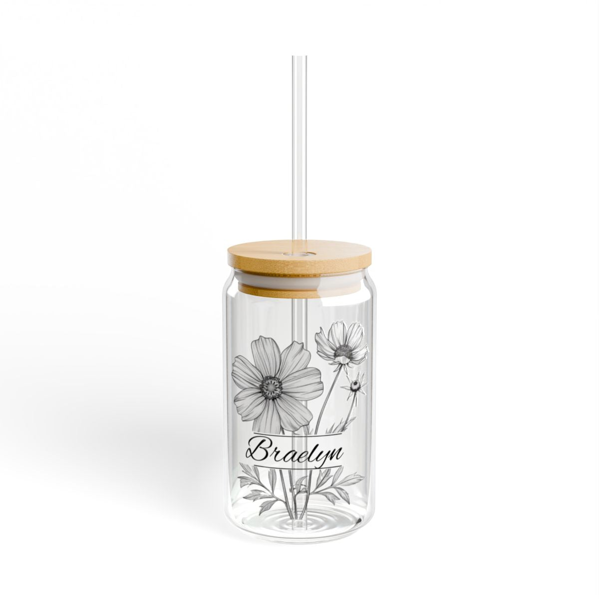 🌸 Sippin’ Pretty| Custom Birth Flower Glass Cup 16 oz.