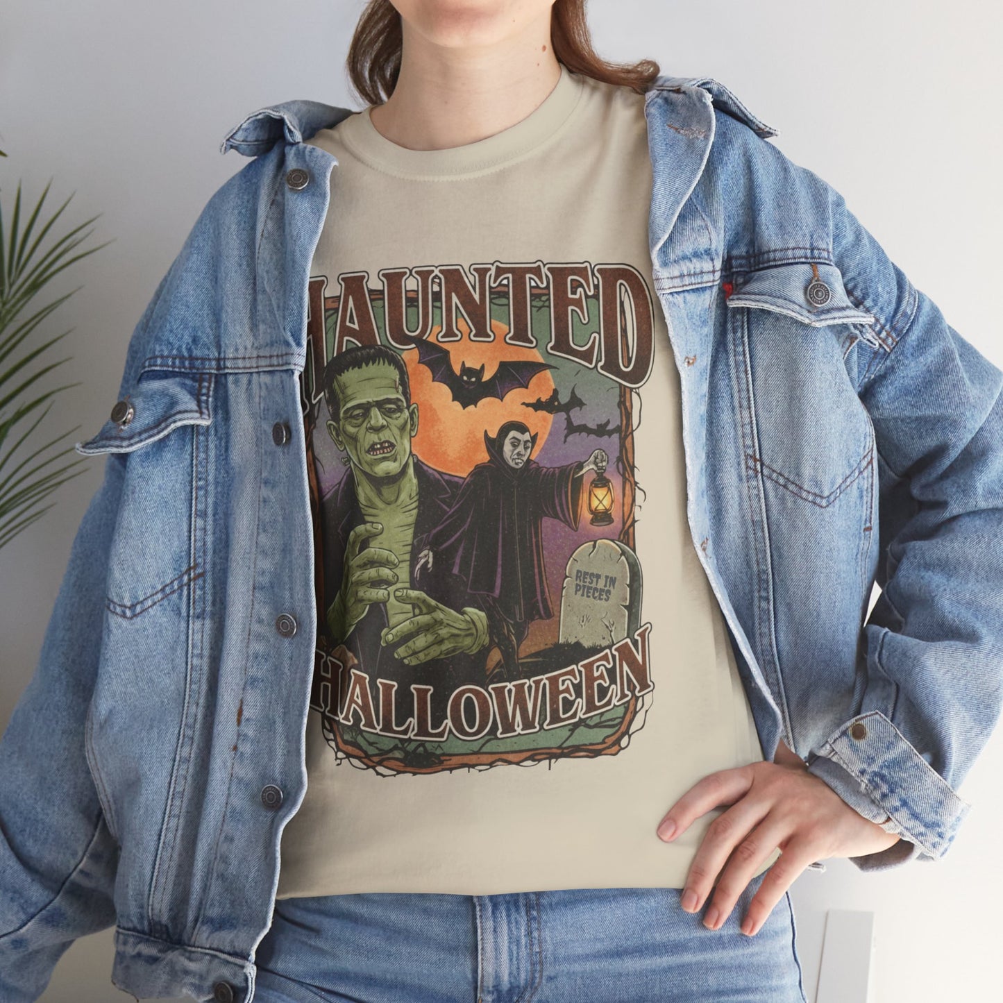 Vintage Haunted Halloween Graphic Tee or Sweatshirt | Retro Frankenstein & Dracula Fall Shirt