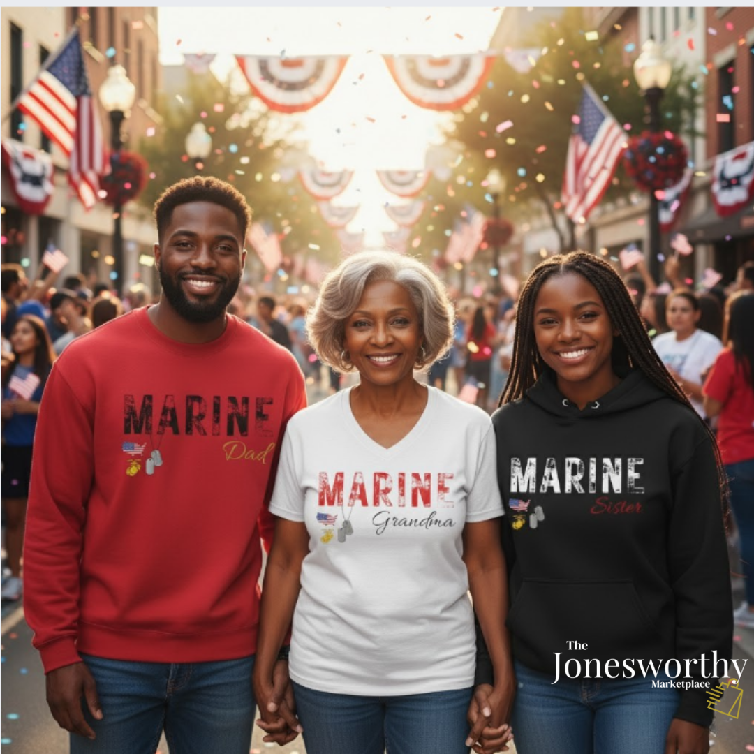 Personalized Marine Family Support Tee, Sweatshirt & Hoodie Collection | Custom Military Apparel for Marine Families