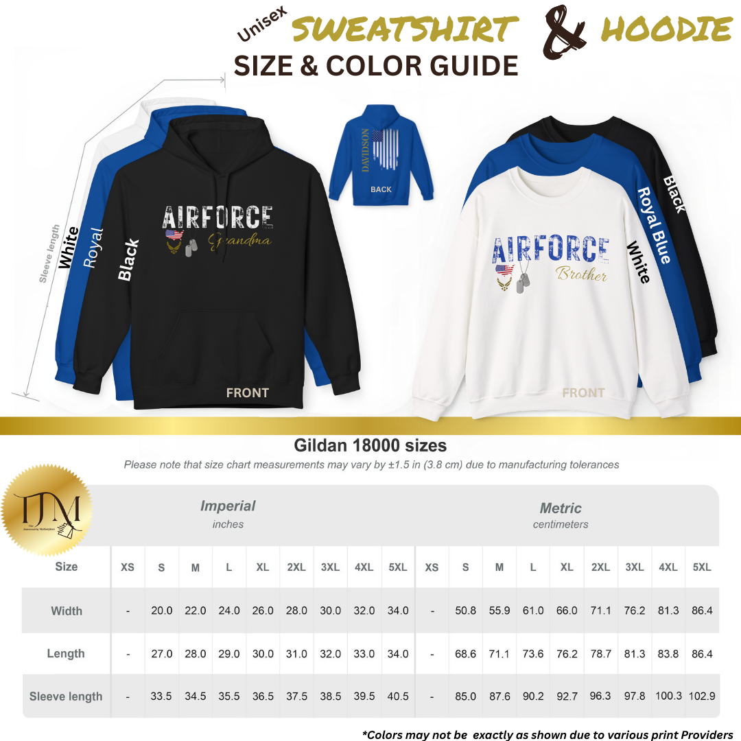 Personalized Air Force Family Support Tee, Sweatshirt & Hoodie Collection | Custom Military Apparel for Air Force Families