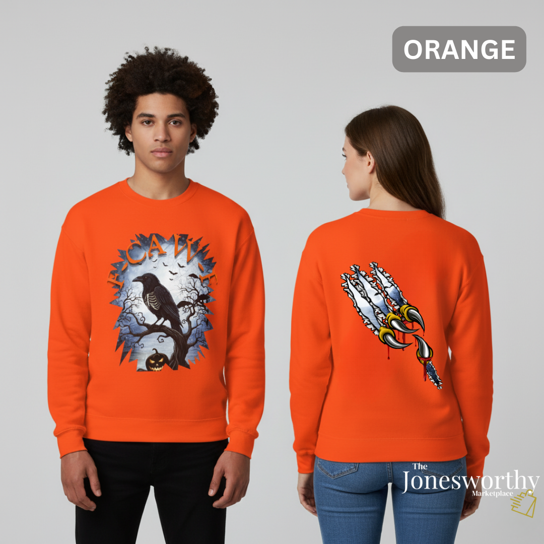 F-CAW-F Funny Halloween Shirt | Crow Skeleton Design, Front and Back Print | Unisex Tee, Hoodie & Sweatshirt (S–2XL)