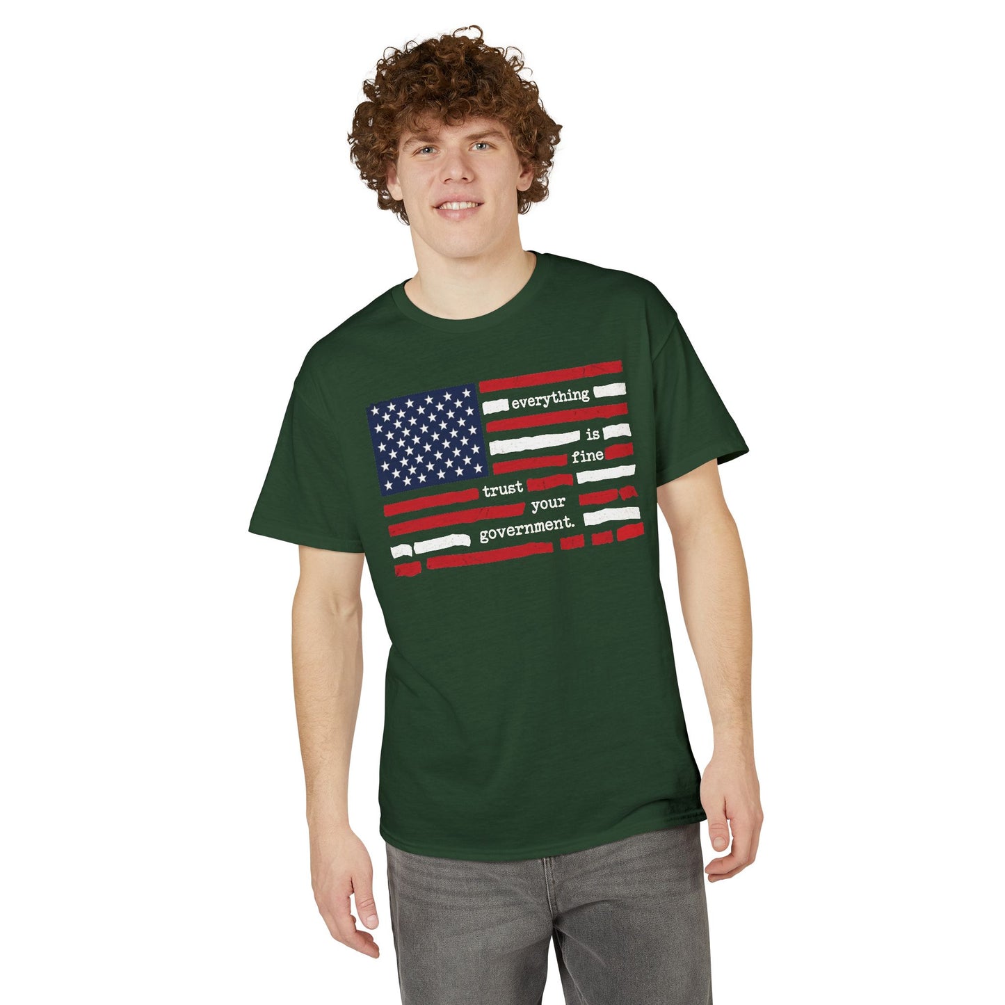 Everything Is Fine Trust Your Government Shirt | Patriotic Flag Tee | Gildan 8000 DryBlend® Unisex T-Shirt